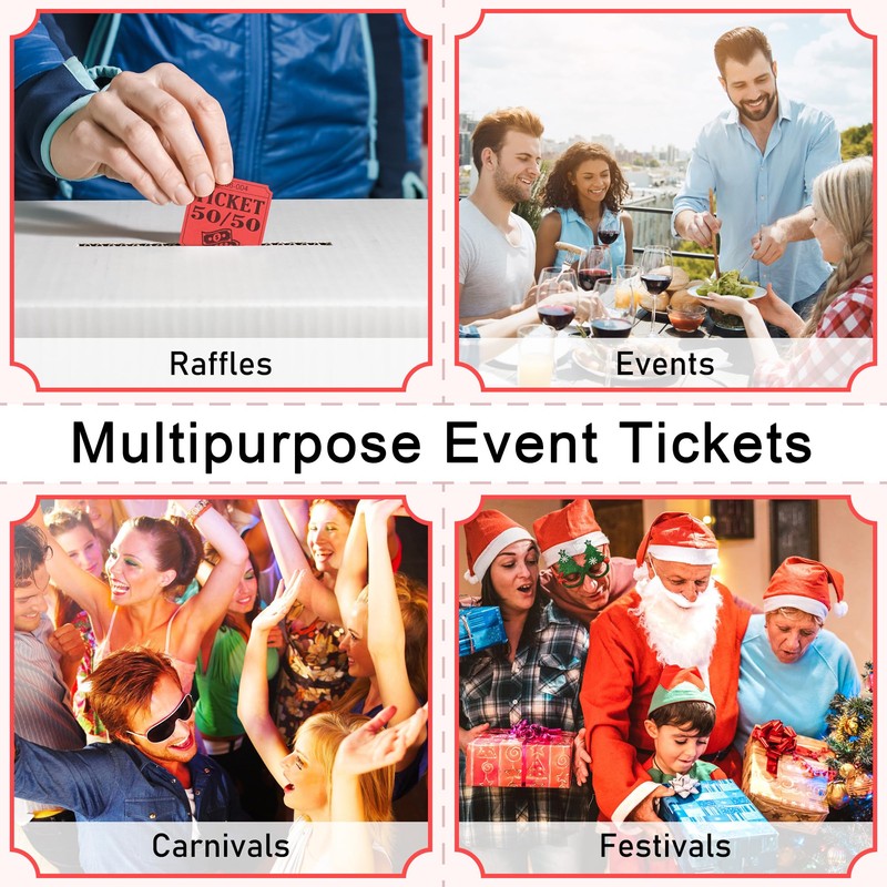 ESSENTIAL 500 Double Roll Raffle Tickets, 50/50 Raffle Cards, Entry