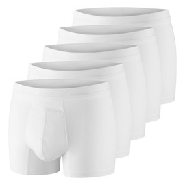 PROTECHDRY Washable & Reusable Urinary Incontinence Cotton Boxer Brief Underwear for Men - 5 Pack (Buy 4 Get 1 Free) (Large, White)