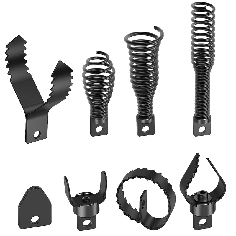 Drain Snake Drill Attachments,8-Piece Drain Cleaner Combination Cutter Heads, Used
