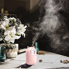 Humidificador pequeño  aroma en forma gato 300 ml para aceites esenciales  Humidificadores compactos silenciosos con luz nocturna para habitaciones,