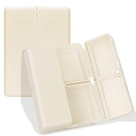 FYY Organizador semanal de píldoras, estuche de viaje para 7 días, diseño plegable, cortador de píldoras, portátil, grande, para bolso o bolsillo para guardar vitaminas, aceite de hígado de bacalao, suplementos y medicamentos, color blanco