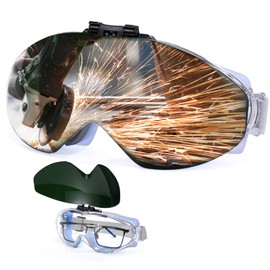 UpaClaire Welding Glasses and Wind and Splash Protection Goggles 2 in 1 Gas Shield Welding Goggles Adjustable Elasticated