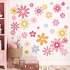 FUFUQUARE 8 Sheets Boho Pink Yellow Daisy Flower Wall Stickers