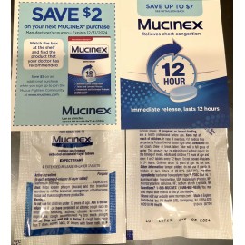 Mucinex 12 HR Chest Congestion Expectorant -24 Single Dose Travel Pouches 48tabs