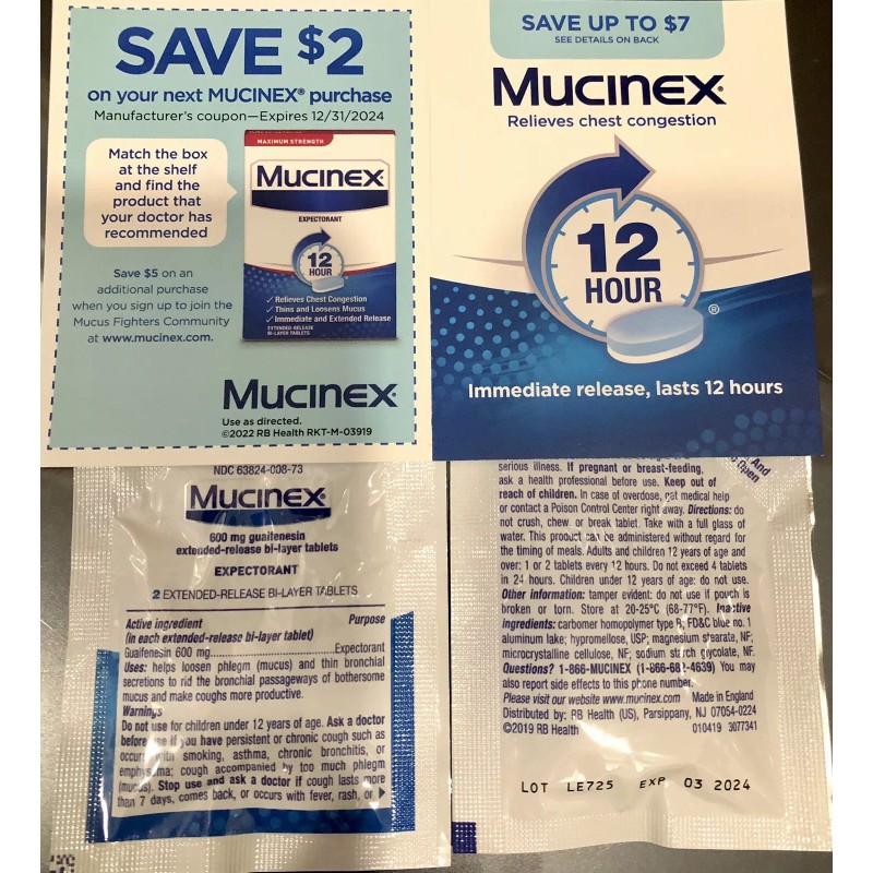 Mucinex 12 HR Chest Congestion Expectorant -24 Single Dose Travel