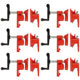 FLKQC 1/2" Wood Gluing Pipe Clamp Set with Unique Foot Design Red Heavy Duty Bar Clamps Cast Iron Quick Release Pipe Clamp Tools for Woodworking (4pc, 1/2" with foot)