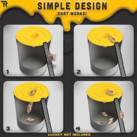 RinneTraps | Hole in One Bucket lid Mouse Trap | Multi-Catch | Fits Any 5 Gallon Bucket | (4)