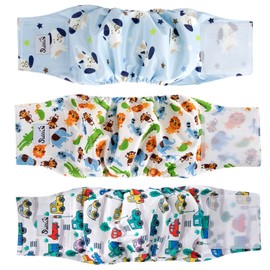 SlowTon Dog Nappies for Males, Pack of 3 Washable Reusable Male Nappy Panties for Dogs Heat and Incontinence, Highly Absorbent Male Bandage with Strong and Flexible Fasteners