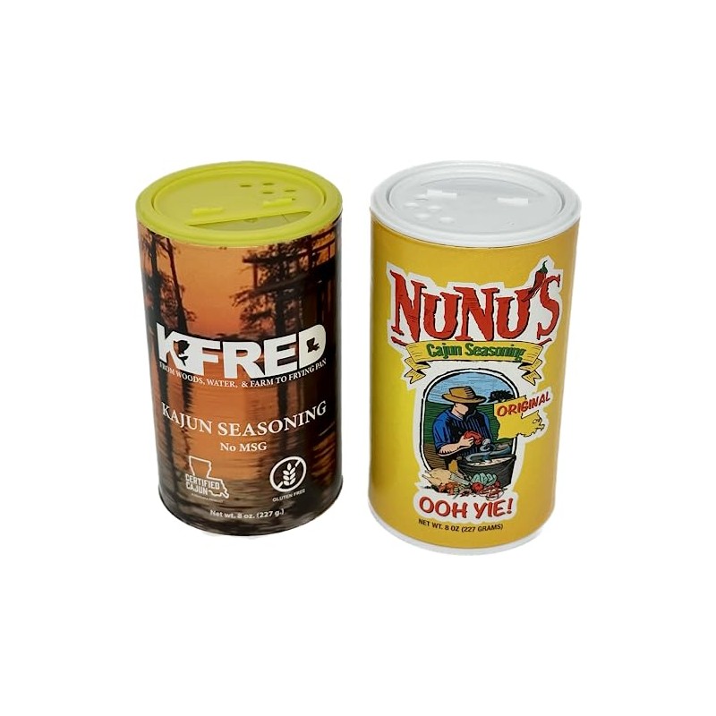 KFRED Kajun Seasoning, 8oz and NuNu's Cajun Seasoning, 8oz Bundle