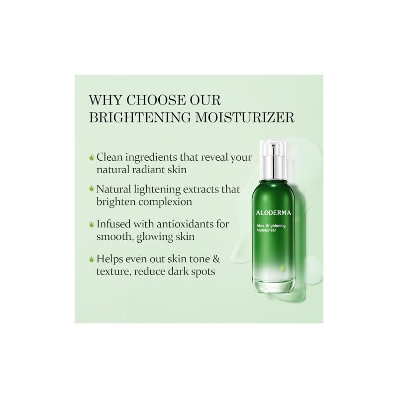 Aloderma- Hidratante facial iluminador con 75% de aloe vera orgánico:
