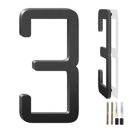 3 Inch Floating Aluminum House Address Numbers Letters, Modern Metal House Numbers for Outside, Black Metal Door Address Letter and Number for Home Garden Office Apartment (3)