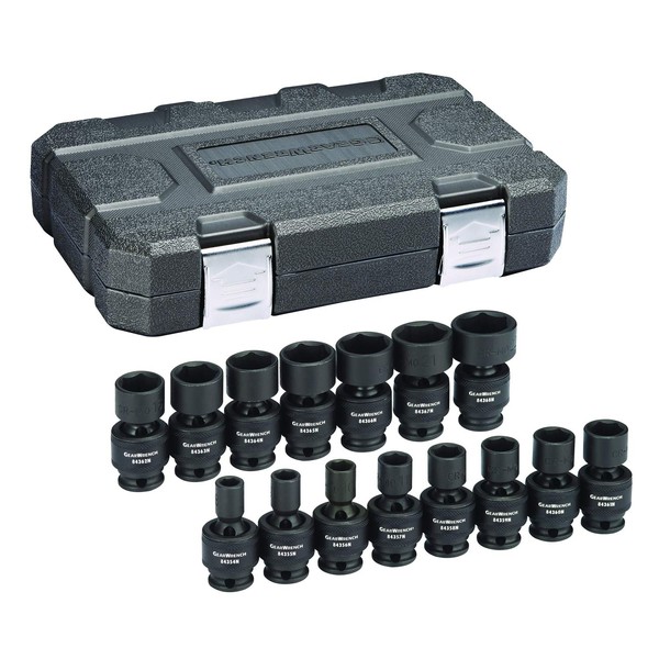 GEARWRENCH 15 Piece 3/8inch Drive 6 Point Universal Impact Socket Set, Metric - 84918N