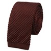 Men Rust Brown Woven Silk Knitted Ties Solid Color Classic