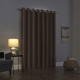 Sun Zero Brooks Burlap Weave Thermal Extreme 100% Blackout Grommet Curtain Panel, 52" x 84", Deep Red/Linen