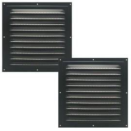 Naisfei Ventilation louver(Black 2 Pack),Gable Vents, Aluminum Walls, Lofts, Garages etc with Screened Metal Shed Vents, Outdoor House Loft Ceiling Reinforced Square Vents Shutters Exterior Grille