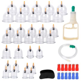 32-Cup Chinese Cupping Therapy Set, Vacuum Suction Massage Kit for Body Wellness