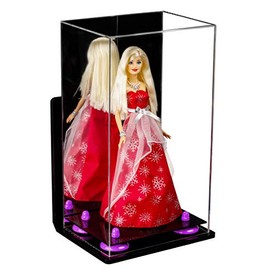 Better Display Cases Versatile Acrylic Display Case - Medium Rectangle Box with Mirror, Wall Mount and Purple Risers 8" x 6" x 14" (A092-PR)