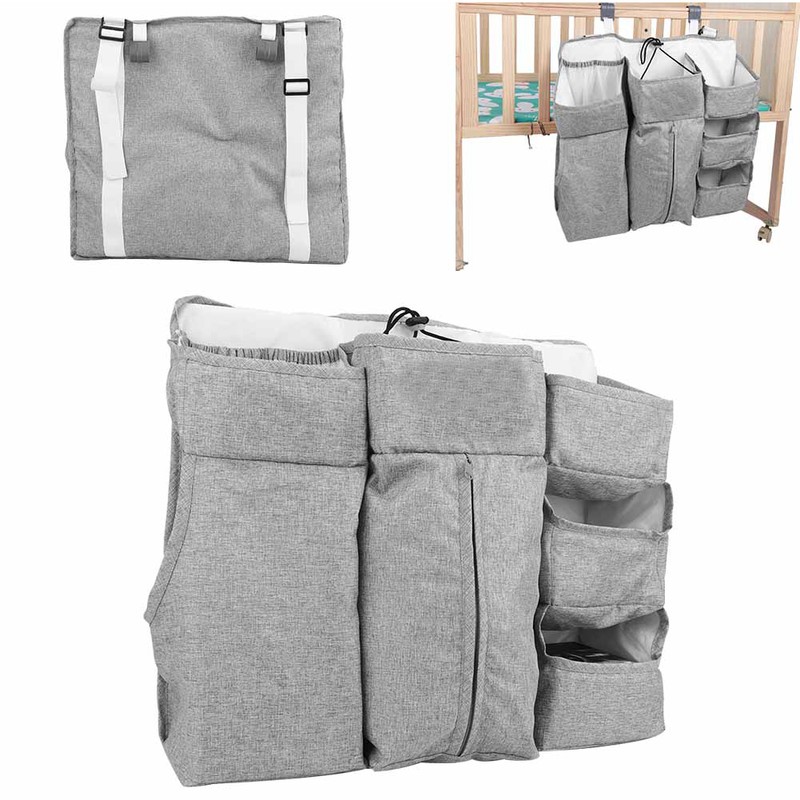 MultiFunctional Baby Bed Hanging Storage Bag Baby Crib Bedside Diaper