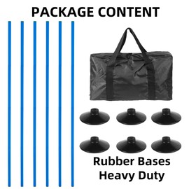 Nbguigdstr 6 Pcs 5FT Adjustable Agility Training Poles for Soccer,Basketball, Football, Horse,Dog-Speed and Agility Training Equipment Sports Training Poles with Rubber Bases and Bag（Blue）