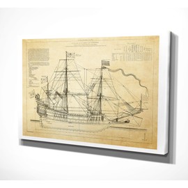 Wexford Home Vintage Sailing Ship Sketch II Gallery Wrapped Canvas Wall Art