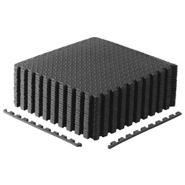 CAP Barbell 1/2-Inch Interlocking EVA Foam Exercise Puzzle Mats - 3 Pack | 24" x 24" x 1/2" | Diamond Pattern - Black