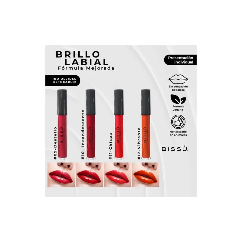 Brillo Labial Hidratante Bissú Línea Labios Set 12 Tonos