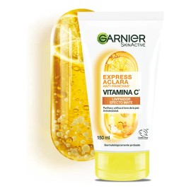 Garnier Skin Active Limpiador Facial Express Aclara Antimanchas con Vitamina C, Piel Mixta, 150ml