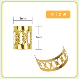 50 Pcs Dreadlocks Beads Metal Hair Cuffs Hair Braiding Rings Braid Clips for Women Hair Accessories (Gold)
