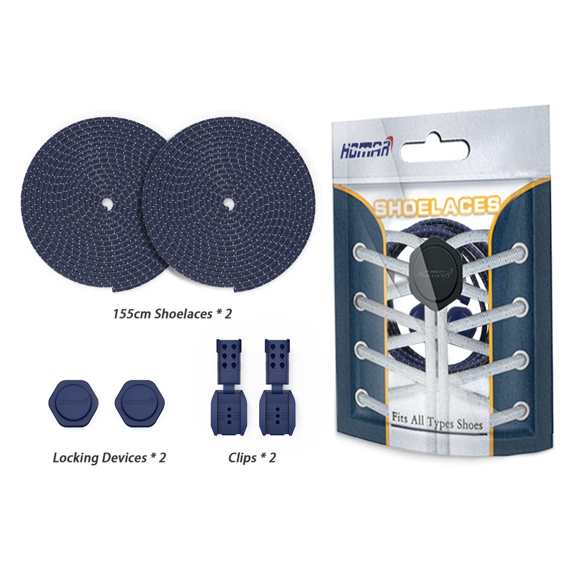 HOMAR Laces Without Tying Children Adults Elastic Shoelaces, navy