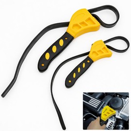 SavvyFIX 2-Pack Adjustable Rubber Strap Wrench Set – 25.20" & 20.48" Heavy-Duty Strap Wrench for Oil Filter, Jar Opener, Water Filter, Plumbing, Sink, Faucet – Non-Slip Multipurpose Wrench Tool