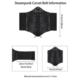 SATINIOR 2 Pieces Steampunk Corset Belt Retro Wide Corset Belt Elastic Belt Tied, black, brown