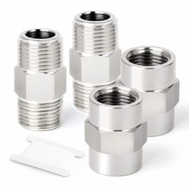 ERGAOBOY Pack of 4 1/8" x 1/8" BSP SUS 304 Forged Ear Fitting, 1/8" Male Threaded Pipe & Female Threaded Pipe