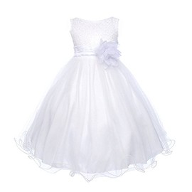 Sequin & Tulle Special Occasion Holiday Dress - White Baby M (6-12 Month)