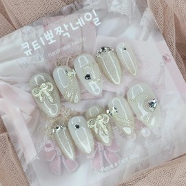 Wedding Magnetic Handmade Nail Tips - Water Drop / 웨딩 마그네틱 수제네일팁 - 물방울