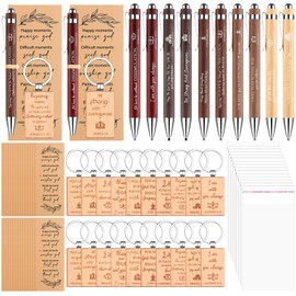 30 Set Christian Gifts Bible Verse Bamboo Pen Religious Wood Keychain Inspirational Scripture Cards Bulk with Clear Bags & Kraft Ties for Woman Men Sunday School Office Church Supplies