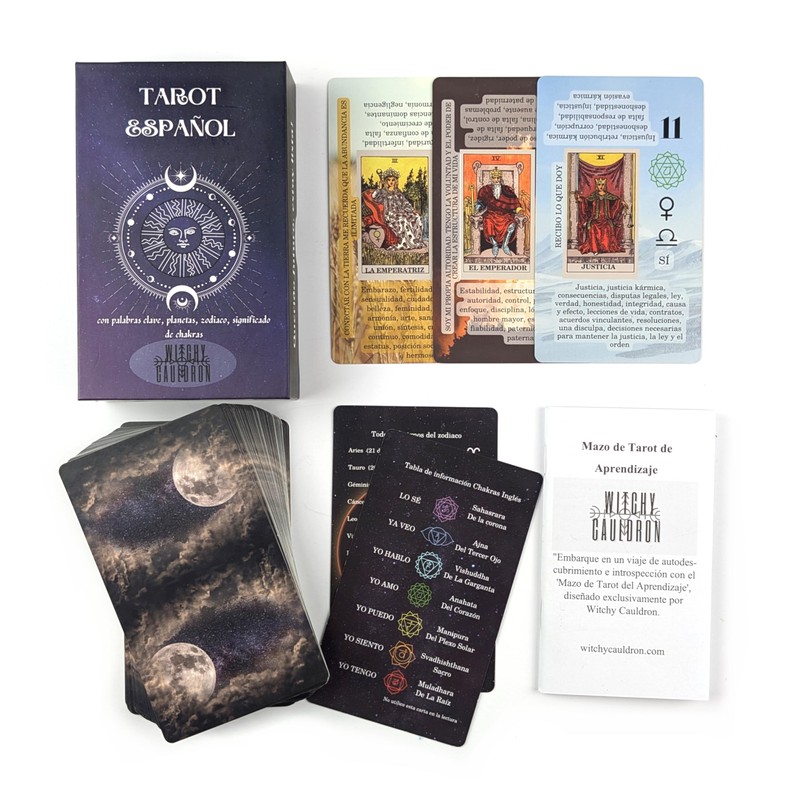 Witchy Cauldron Spanish Learning Tarot Card for Beginners with Meanings