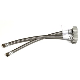 2pk Toilet Water Supply Connector Line Braided Stainless Steel, Toilet Supply Line - 3/8 Female Compression Thread x 7/8 Female Ballcock Thread (2, 12 inch)