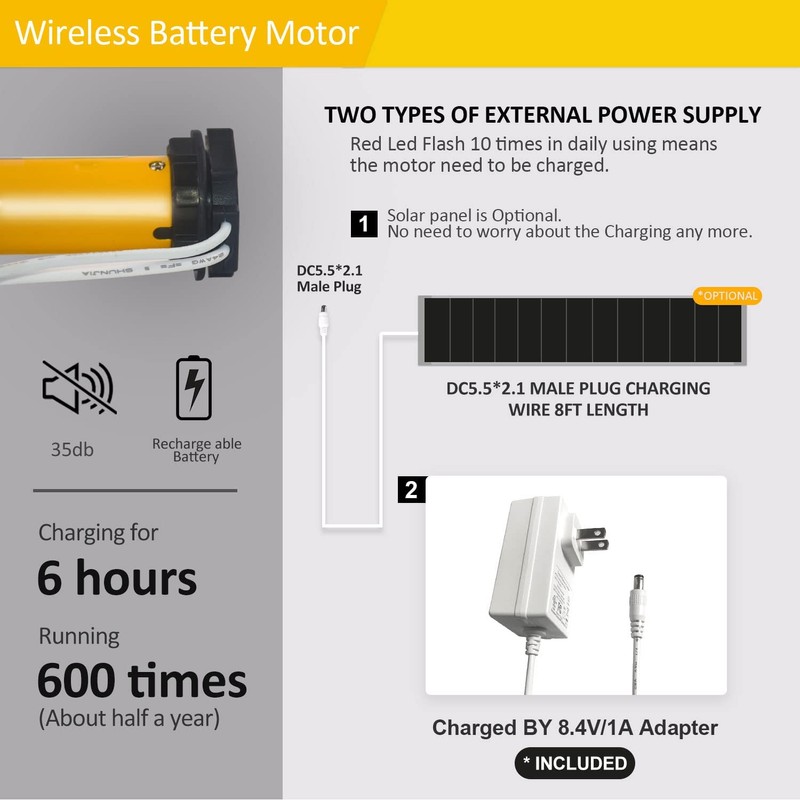 AM25 RF Solar Powered Rechargeable Battery Motor Kit Wireless Battery