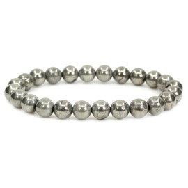 Hopofly Bead Bracelet Chakra Energy Healing Protection Relieves Stress Anxiety Gift for Men & Women Stretch Bracelet 8mm Round Beads AAA Grade Gem Stone (Pyrite)
