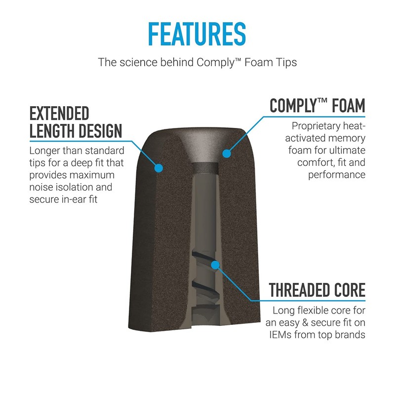 COMPLY P-Series Large Black Earbuds x3