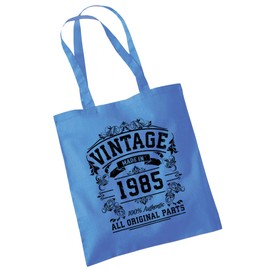 40th Birthday Gifts For Women - Cotton Tote Bag For Her - Funny Original Parts Born In 1985 - Present Bag Gift Wrapping - Cblue