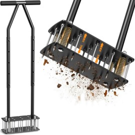Knee-Friendly Lawn Aerator Tool, Manual Lawn Aerator for Yard,Spring Loaded Self-Cleaning Spike Aerator for Soil Loosening, Lawn Care and Garden Aeration