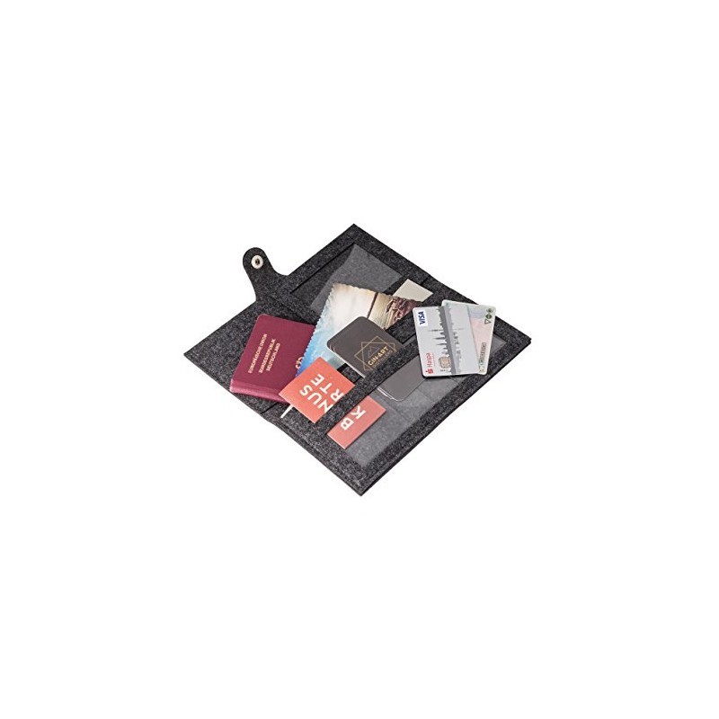 Grey Felt Travel Organiser - Modern Travel Bag, Document Bag,