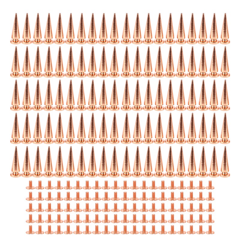 100set Punk Cone Spikes Studs Rose Gold Pointed Electroplating Burr