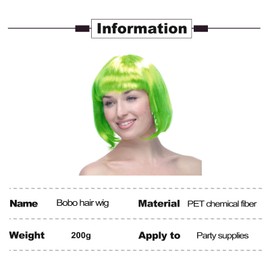 Green Bob Wig – Premium Quality Green Wigs for Women, Perfect for Amy Winehouse Costume and ABBA Wig, Easy to Wear and Style