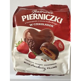 GINGERBREAD CHOCOLATE COVERED WITH STRAWBERRY FILLING PIERNICZKI Z NADZIENIEM TRUSKAWKOWYM 5.3oz (150g) 2pack