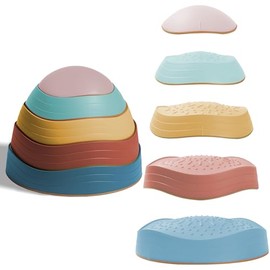 Almast Kids Balance Stepping Stones for Kids – Pack of 5 | Boho Color Indoor Obstacle Set | Non-Slip Climbing & Jumping Activity Toy for Ages 3+
