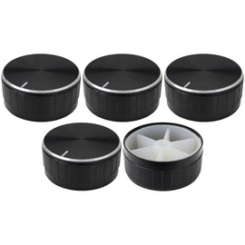 6mm Splined Hole Black Aluminium Amplifier/HiFi Control Knob Pack of 5 (40mm)