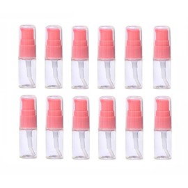 VASANA 12Pcs 10ml 0.34oz Portable Empty Refillable Clear Plastic Lotion Pump Bottle with Pink Press Pump Head Cosmetic Make-up Face Cream Lotion Emulsion Sample Packing Container Vial Jars