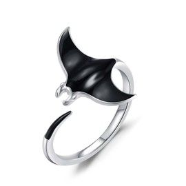 Shusukue Killer Whale Open Ring for Her Orca Open Ring 925 Sterling Silver Shark Ring Octopus Tentacle Ring Ocean Animal Open Ring, Sterling Silver